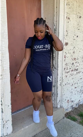 COTTON ROUND BIKER SHORTS SET