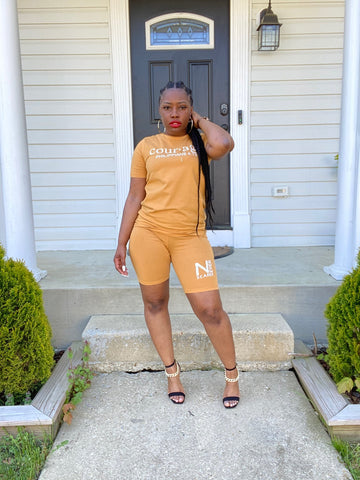 COTTON ROUND BIKER SHORTS SET