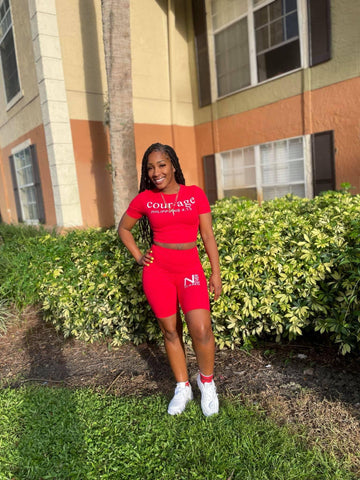 COTTON ROUND BIKER SHORTS SET